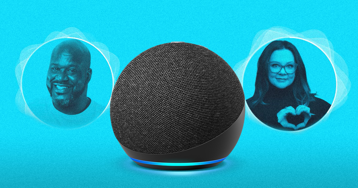 Alexa’s most recent celebrity voices are Shaquille O’Neal and Melissa McCarthy
