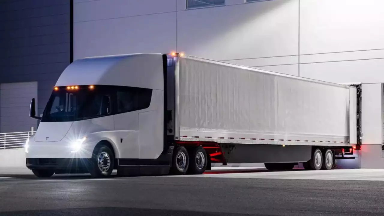 The long-awaited Semi truck from Tesla arrives on the road with a 500-mile range